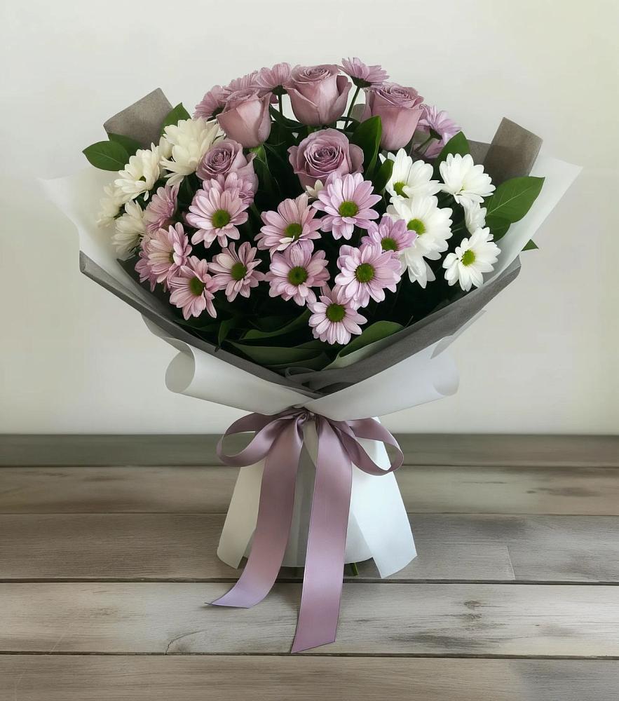 Букет цветов из: Хризантемы и Розы в Костенках