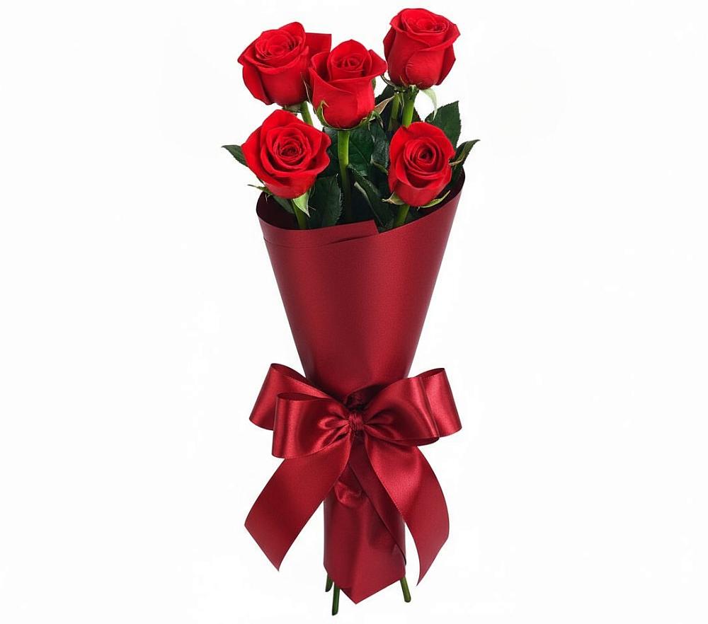 Букет 5 Красных роз Эдлесс Лав в Костенках