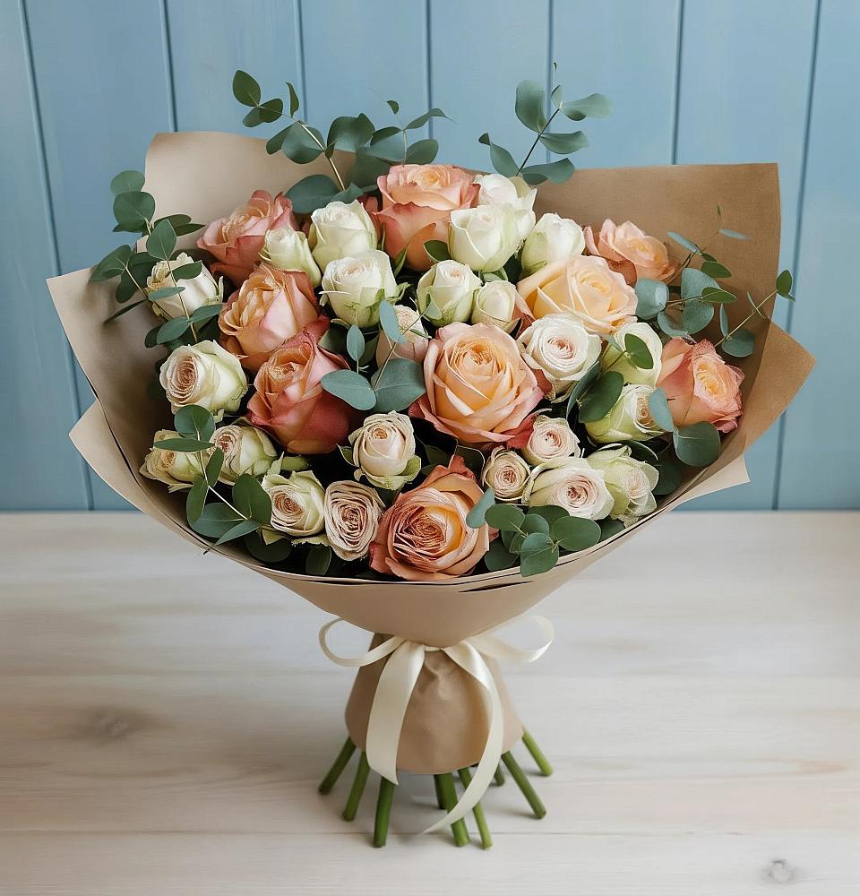 Букет цветов из: Альстромерии и Розы в Костенках