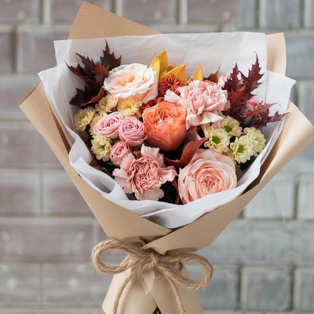 Букет цветов из: Гвоздики, Хризантемы и Розы в Костенках