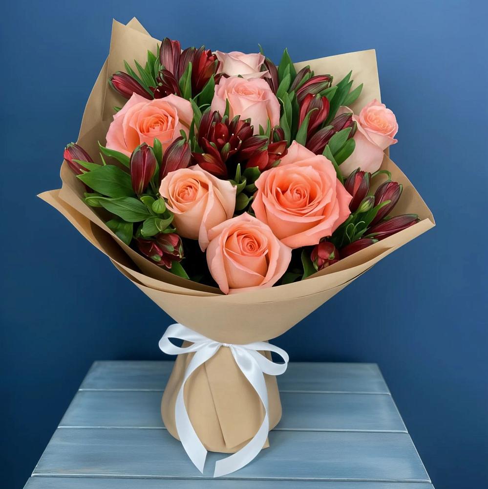 Букет цветов из: Розы и Альстромерии в Костенках