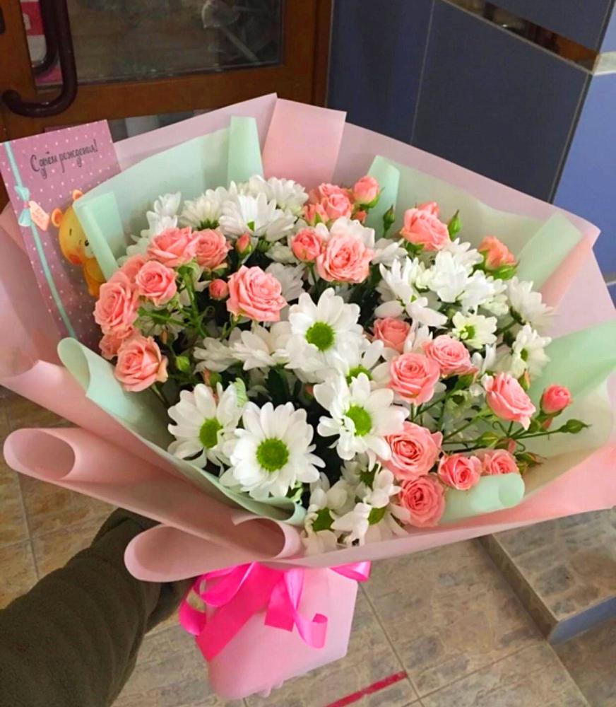 Букет цветов из: Розы и Хризантемы в Костенках