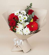 Букет цветов из:  Розы, Хризантемы, Герберы и Лилии в Костенках