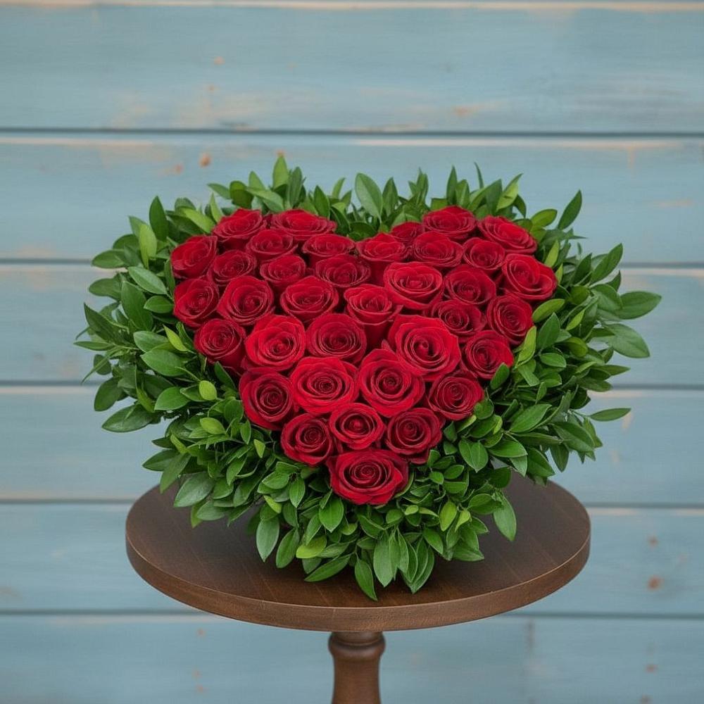 Цветочная композиция из Розы в виде сердца в Костенках