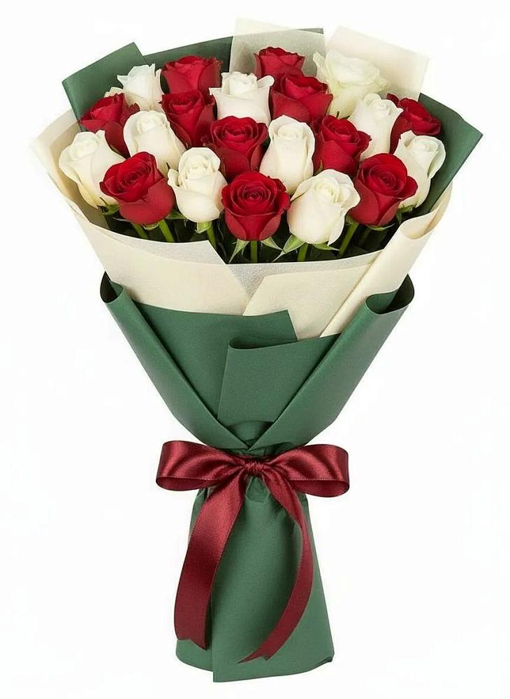 Букет Микс из красных и белых роз в Костенках