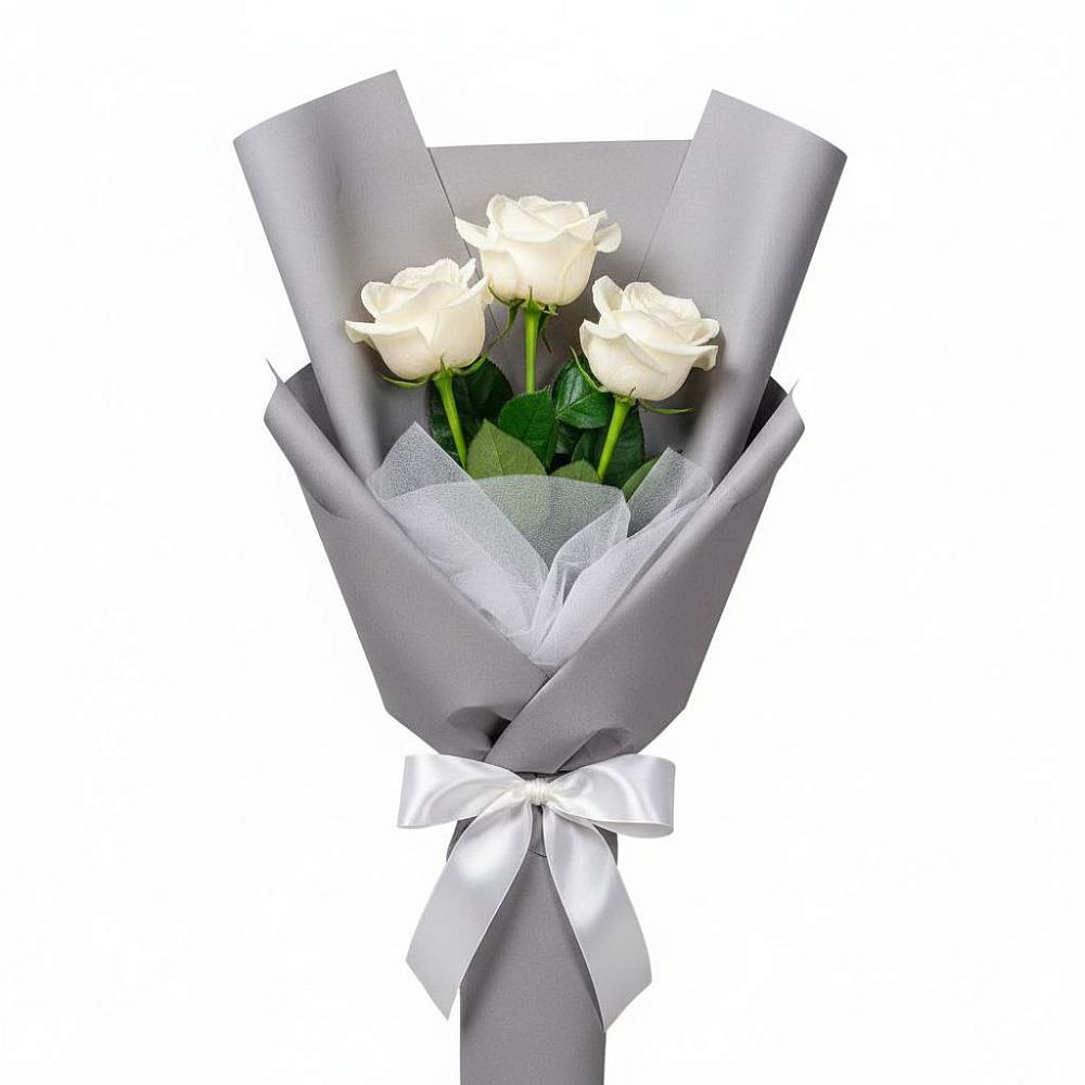 Букет 3 белые розы в Костенках
