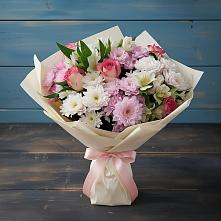 Букет цветов из:  Хризантемы, Альстромерии и Розы в Костенках