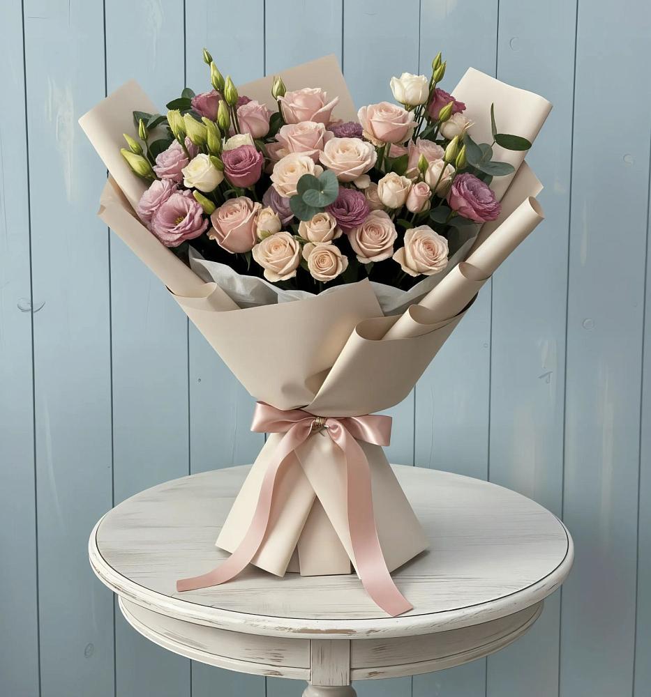 Букет цветов из: Розы и Лизиантусы в Костенках