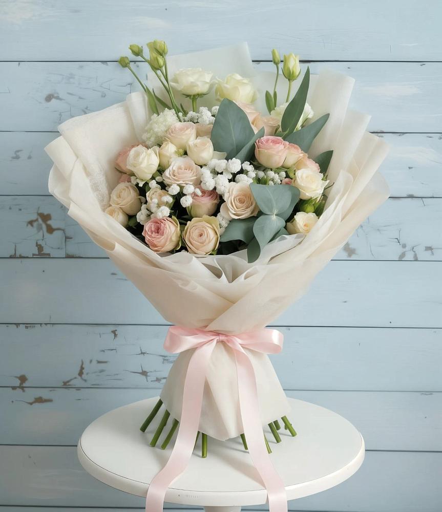 Букет цветов из: Розы и Лизиантусы в Костенках