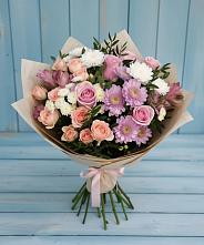 Букет цветов из:  Хризантемы, Розы и Альстромерии в Костенках