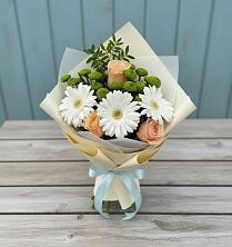 Букет цветов из:  Герберы, Розы и Хризантемы в Костенках