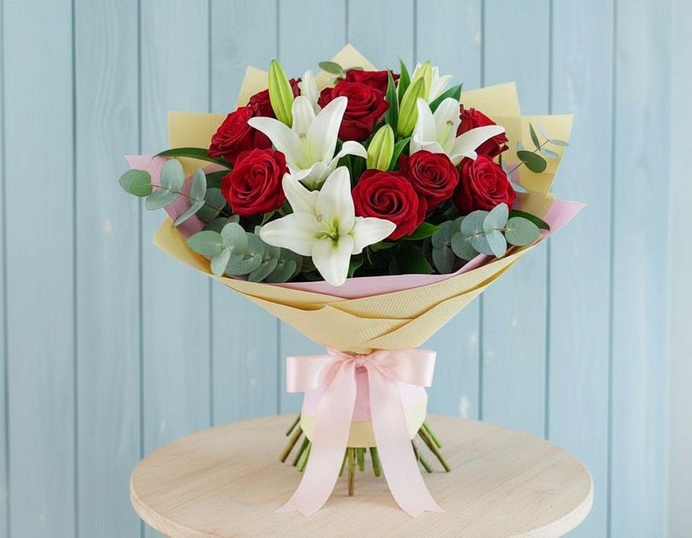 Букет цветов из: Лилии и Розы в Костенках